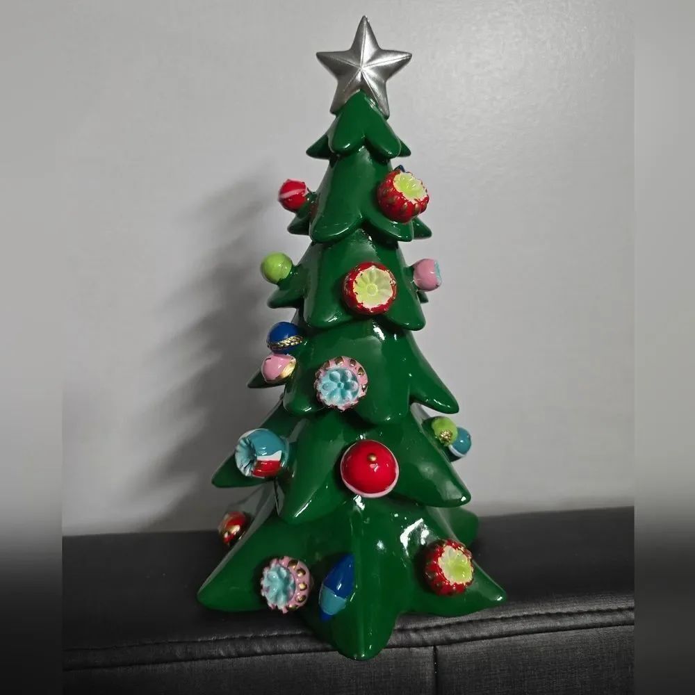 New Green Resin Cone Tree Christmas Indoor Decor, 11.5", by Holiday Time